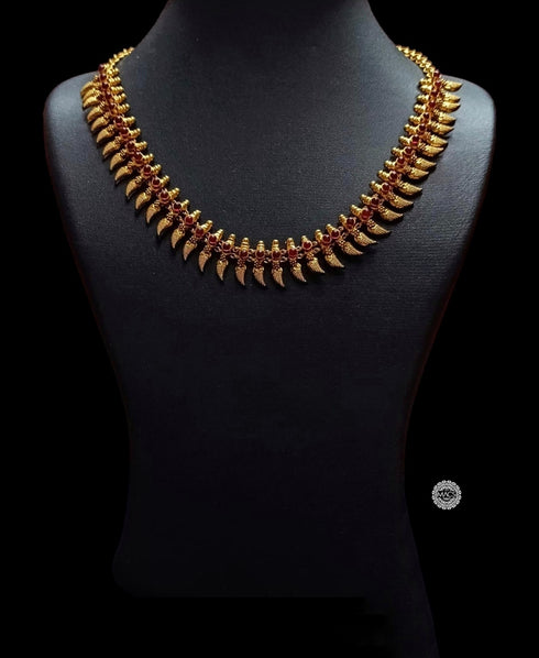 925 Gold plated Kempu necklace, Kemp Choker, South Indian Wedding Jewellery
